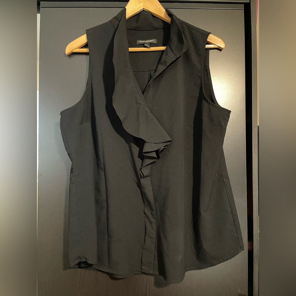 Banana Republic Black Ruffle Blouse